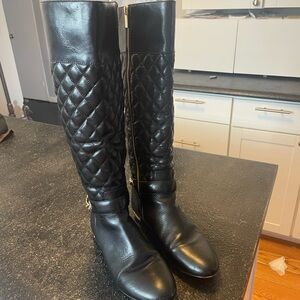 Michael Kors Elegant Black Quilted Knee-High Boots